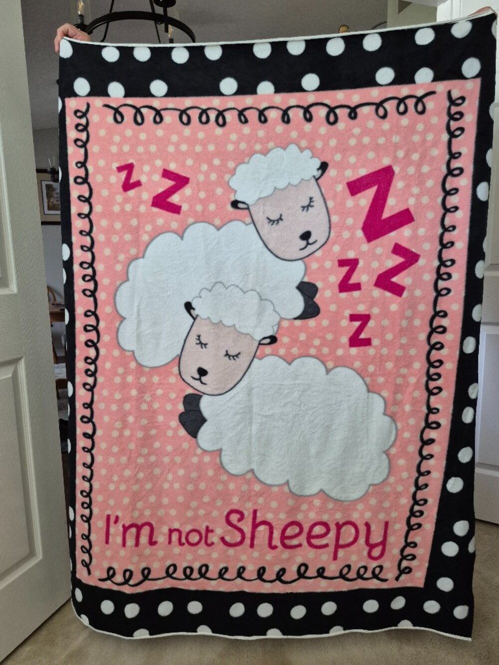 Handmade pink sheep blanket